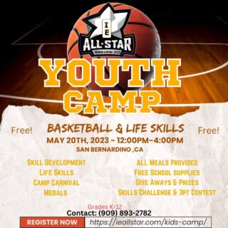 🗣We will be Hosting Our 5th Annual 🤯

Free Youth @ieallstarevent Camp 

-Athletics
-Life Skills 
- carnival 
-Competitions
-Meals
-Medals

Sign up at ⬇️⬇️⬇️⬇️

https://ieallstar.com/kids-camp/